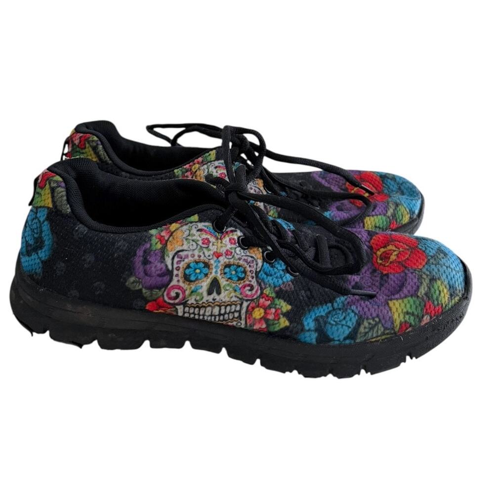 Sugar Skull Day of the Dead Sneakers Women 10/Mens 7.5 Festival Gothic Unbranded